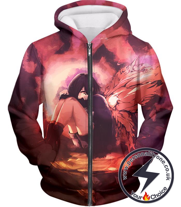 Tokyo Ghoul Protective and Caring Ghoul Kagune Winged Touka Zip Up Hoodie